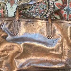 Fossil rose gold tote bag